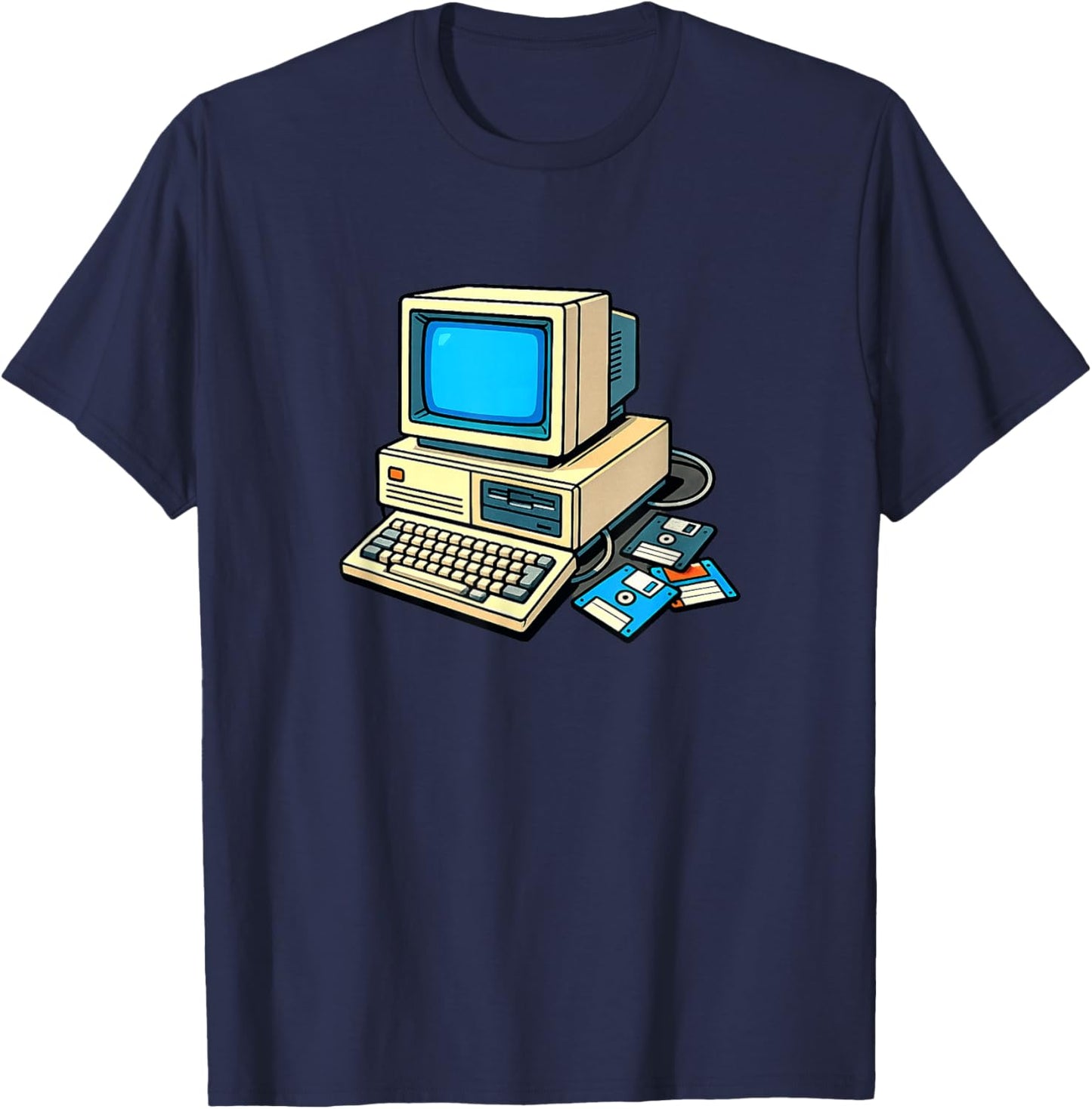 Retro Computer - Vintage Tech - 1980's Computer Setup T-Shirt - T-Shirt | Navy