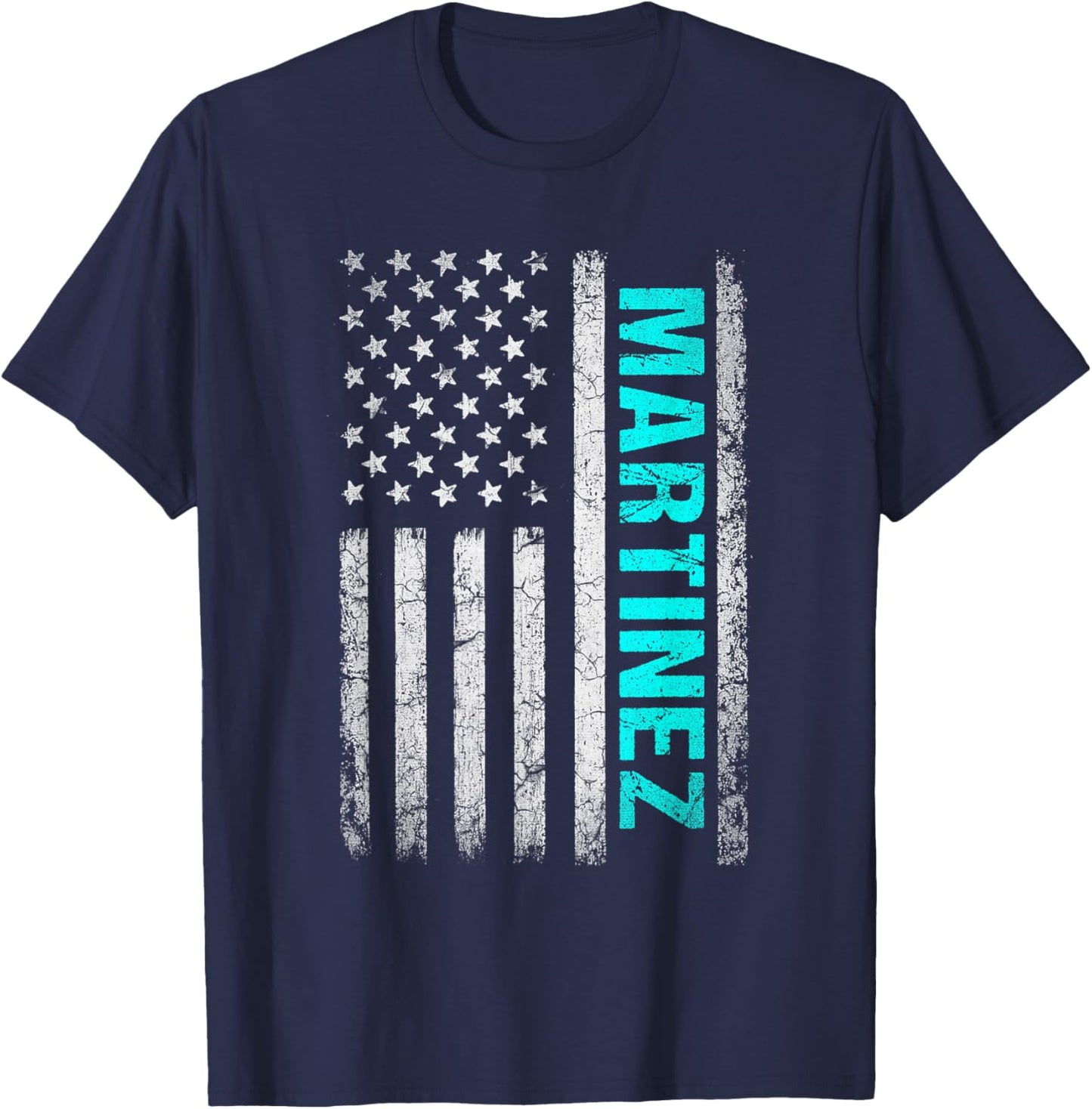 Martinez Name American Flag - Martinez Last Name T-Shirt - T-Shirt | Navy