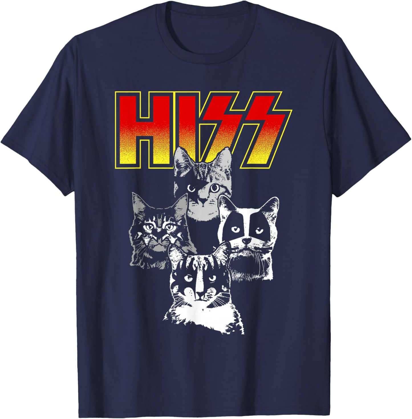 The original HISS shirt - funny cat shirt T-Shirt - T-Shirt | Navy