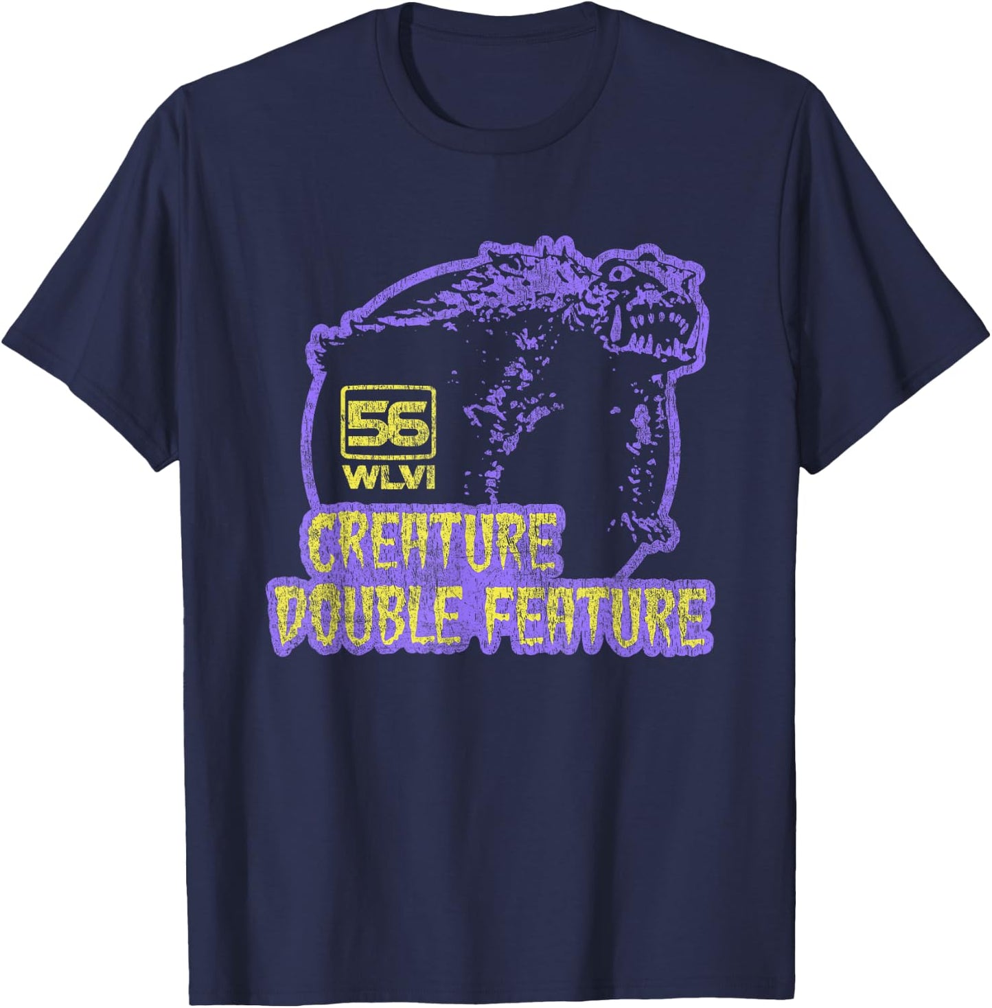 Creature Double Feature Retro 1970s T-Shirt - T-Shirt | Navy