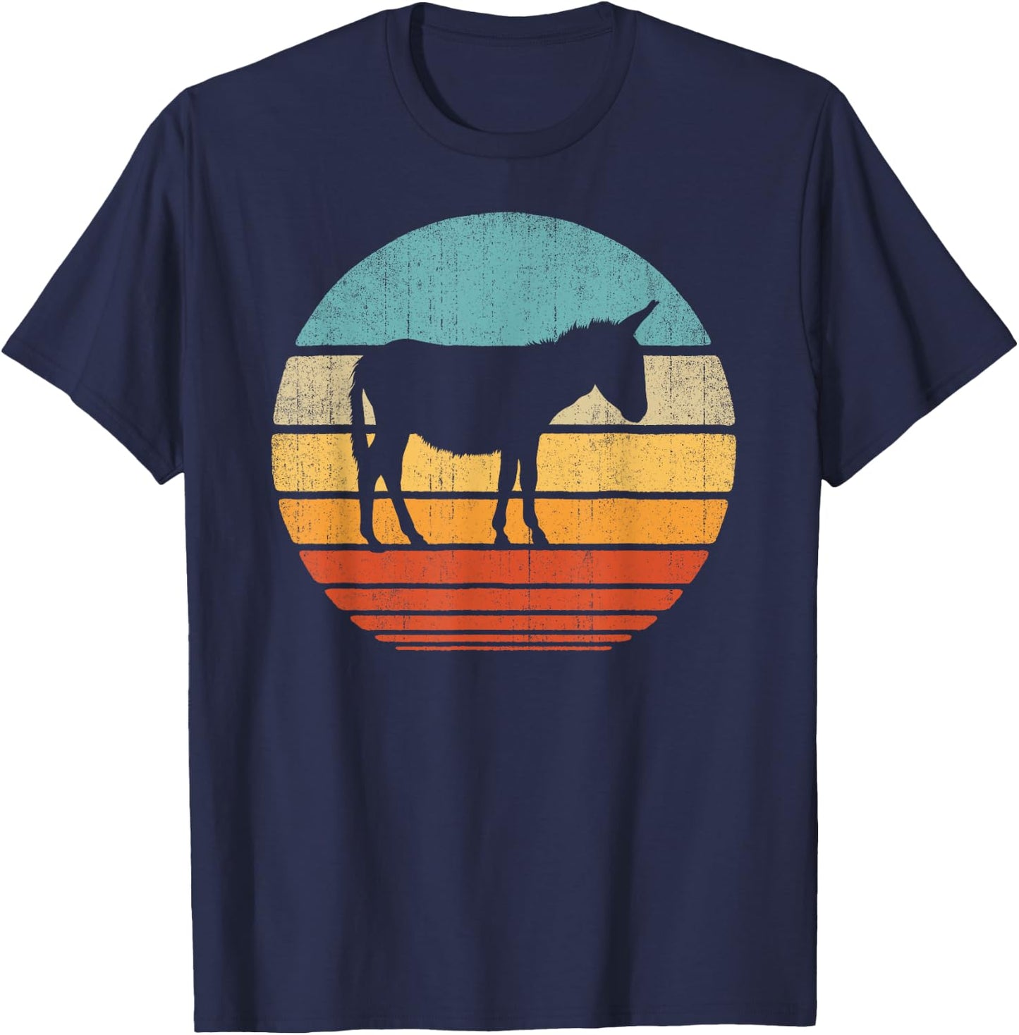 Donkey Retro Vintage 60s 70s Sunset Farm Animal Farmer Men T-Shirt - T-Shirt | Navy