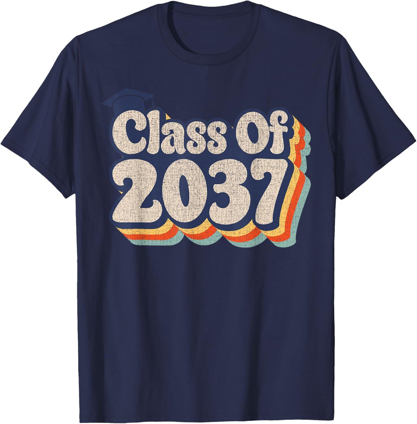 Funny Vintage Class Of 2037 Future Graduates Graduation T-Shirt - T-Shirt | Navy
