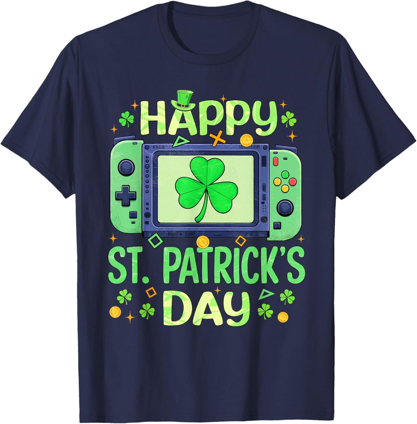 Happy St. Patrick's Day Video Gamer Controller Irish Men Boy T-Shirt - T-Shirt | Navy