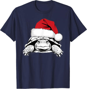 Funny Santa Turtle on Marry Christmas Turtle T-Shirt - T-Shirt | Navy