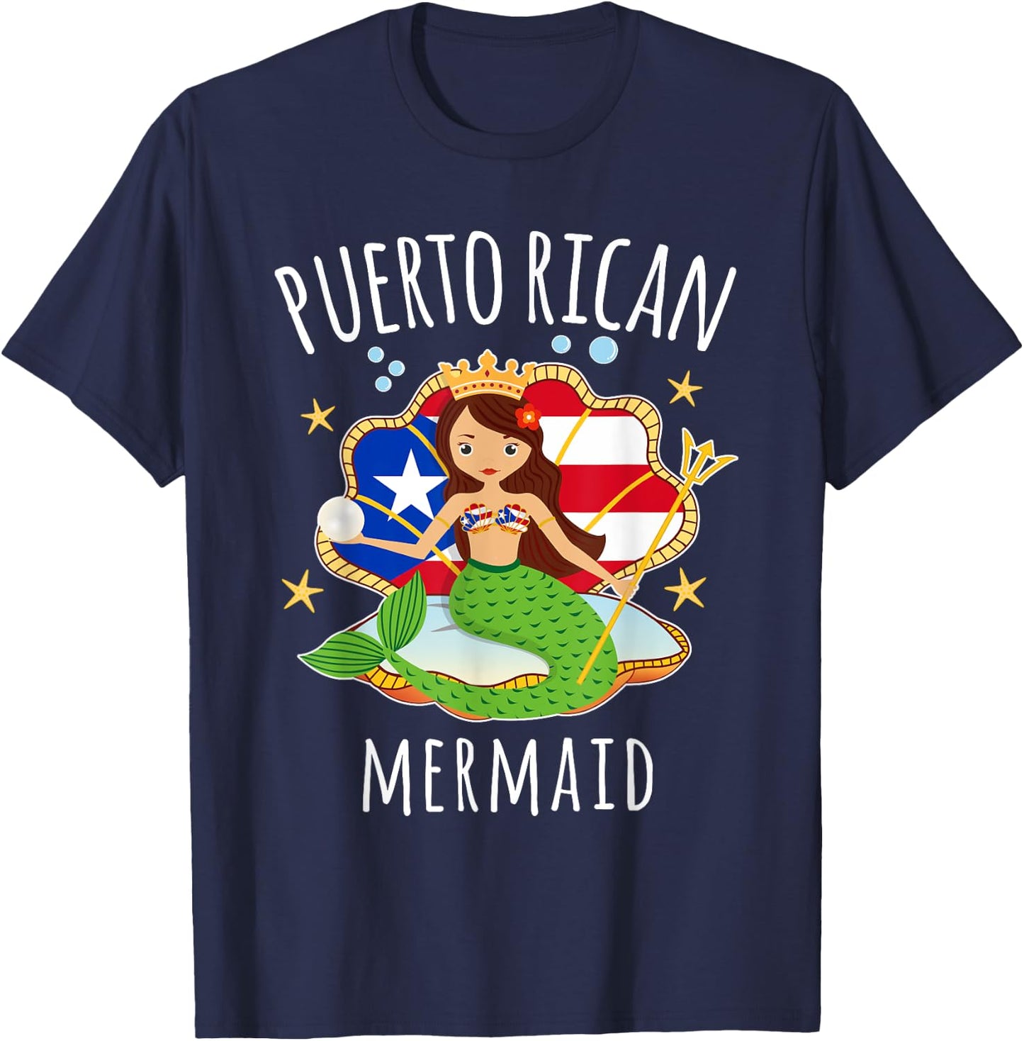 Puerto Rico Flag Puerto Rican Mermaid Kids T-Shirt - T-Shirt | Navy