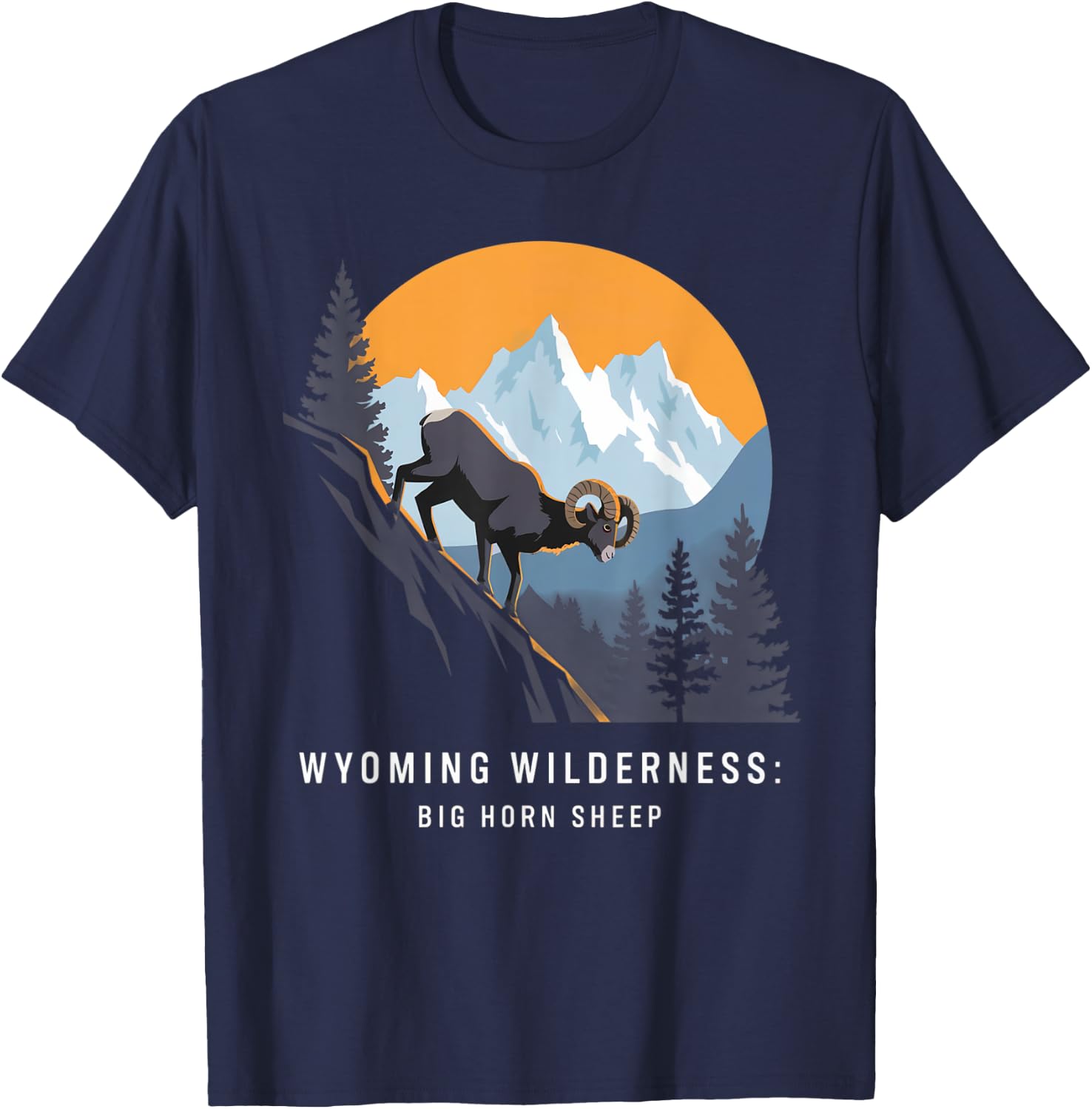 Big Horn Sheep – Iconic Western Wildlife Design T-Shirt - T-Shirt | Navy