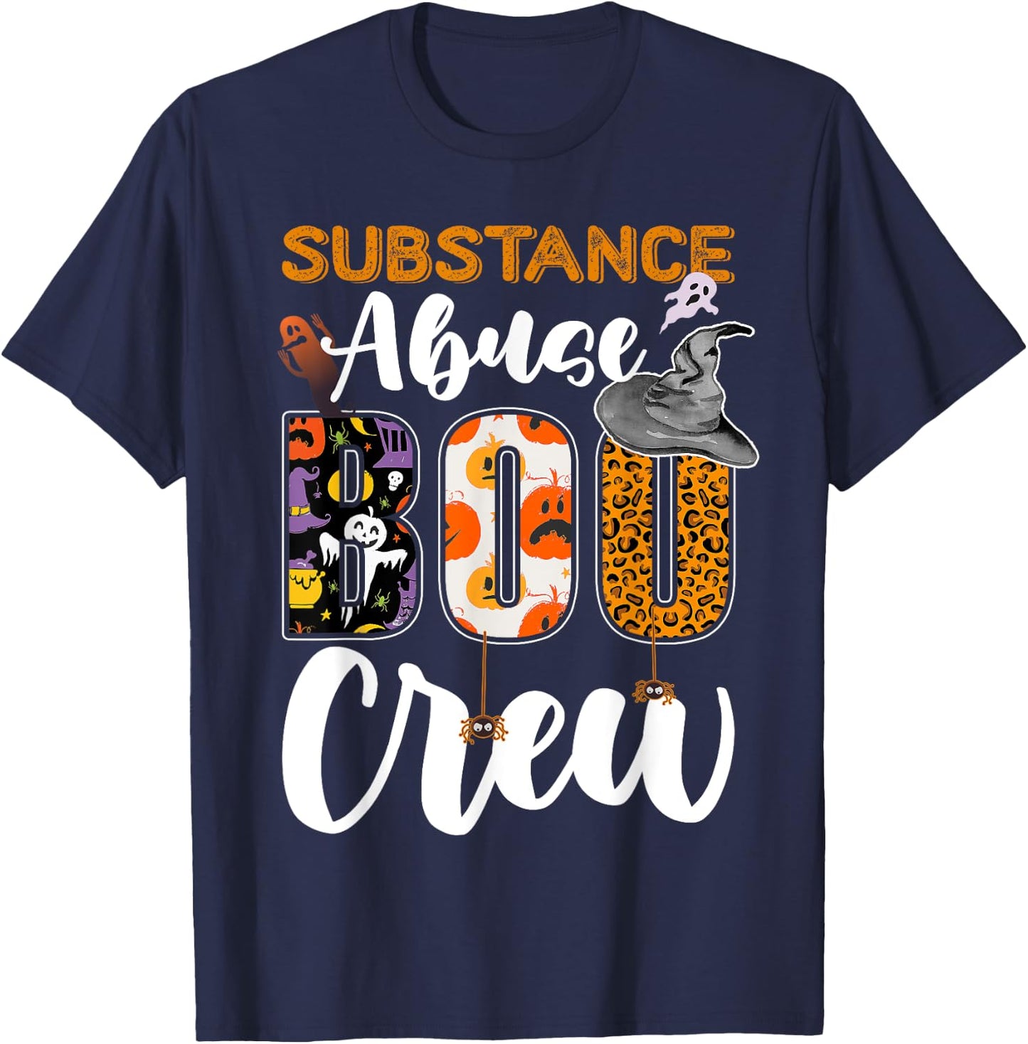 Substance Abuse Boo Crew Halloween Matching Counselor T-Shirt - T-Shirt | Navy