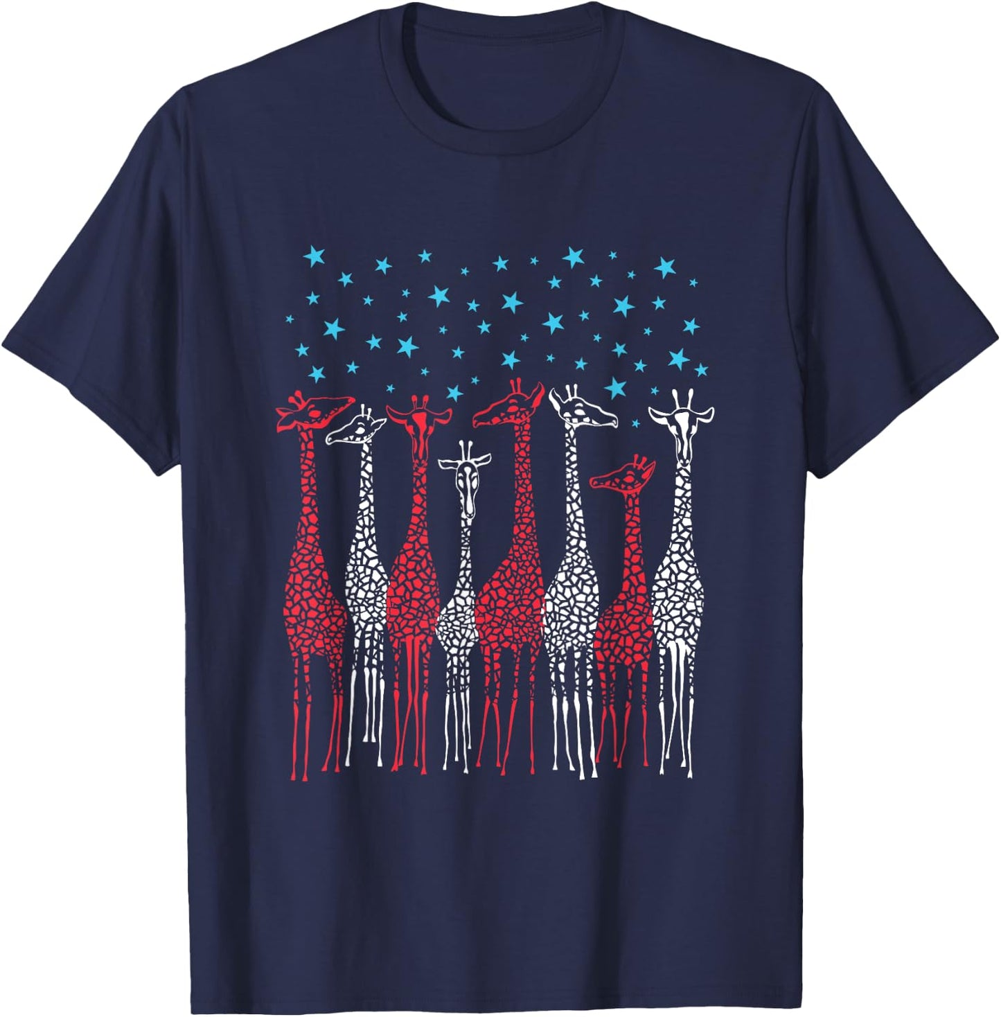 Red White And Blue Giraffe 4th of July Patriotic Kids Men T-Shirt - T-Shirt | Navy