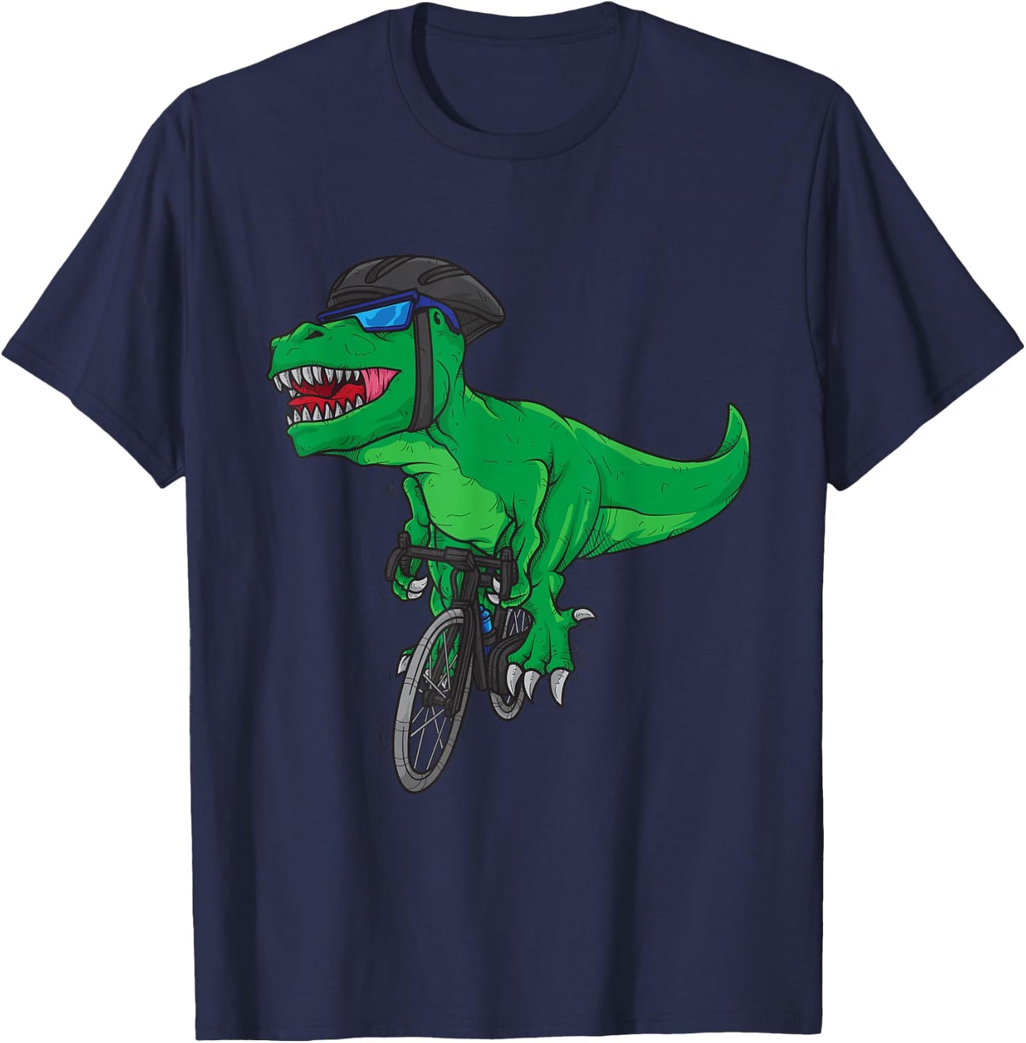 Cycling T-rex Dinosaur Shirt Cyclist Gift T-Shirt - T-Shirt | Navy