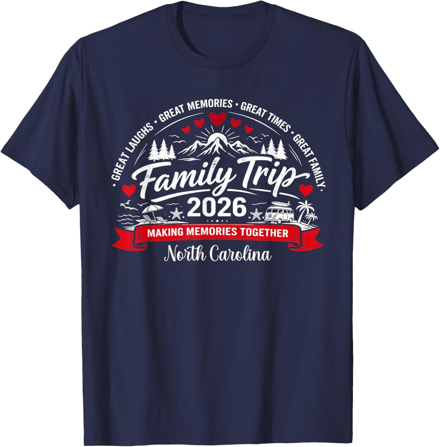 Family Trip 2026 North Carolina Vacation Matching Family T-Shirt - T-Shirt | Navy