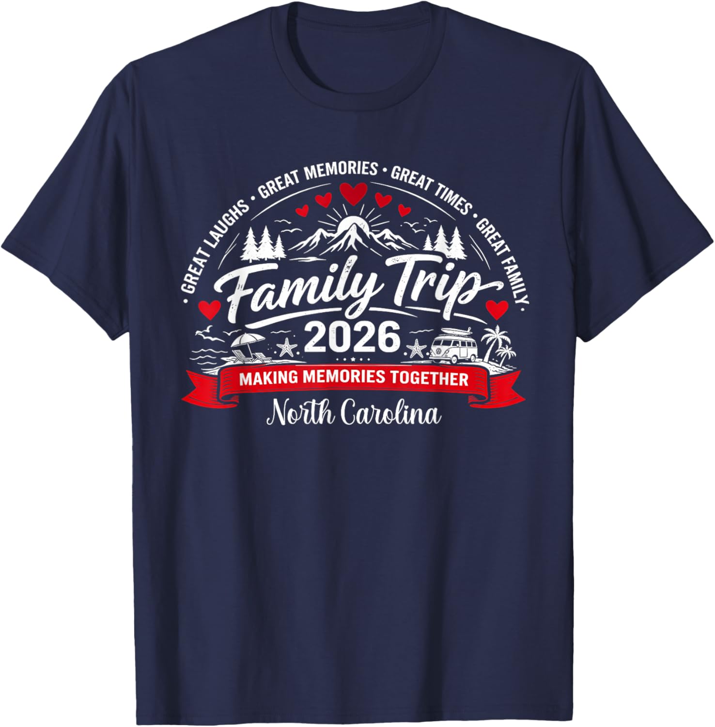 Family Trip 2026 North Carolina Vacation Matching Family T-Shirt - T-Shirt | Navy