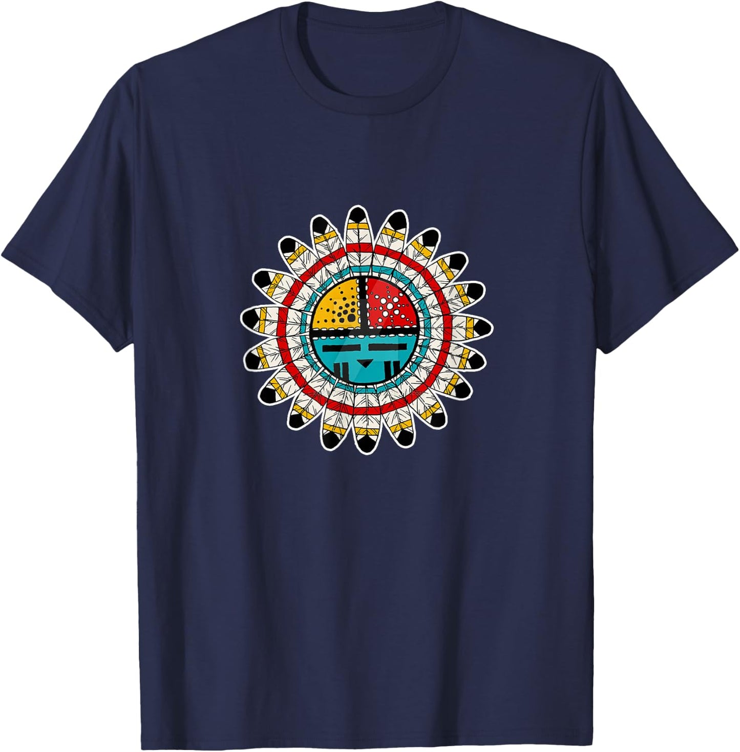 Hopi Kachina Native American , -Adults, Black, Small, Short Sleeve, Modern Graphic T-Shirt - T-Shirt | Navy