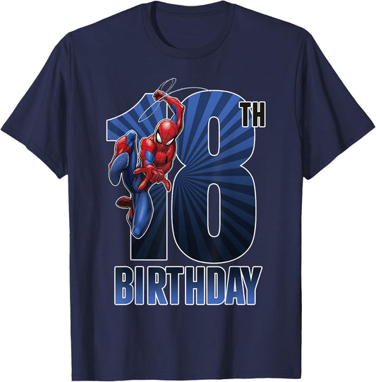 Marvel Spider-Man Swinging 18th Birthday Graphic T-Shirt - T-Shirt | Navy