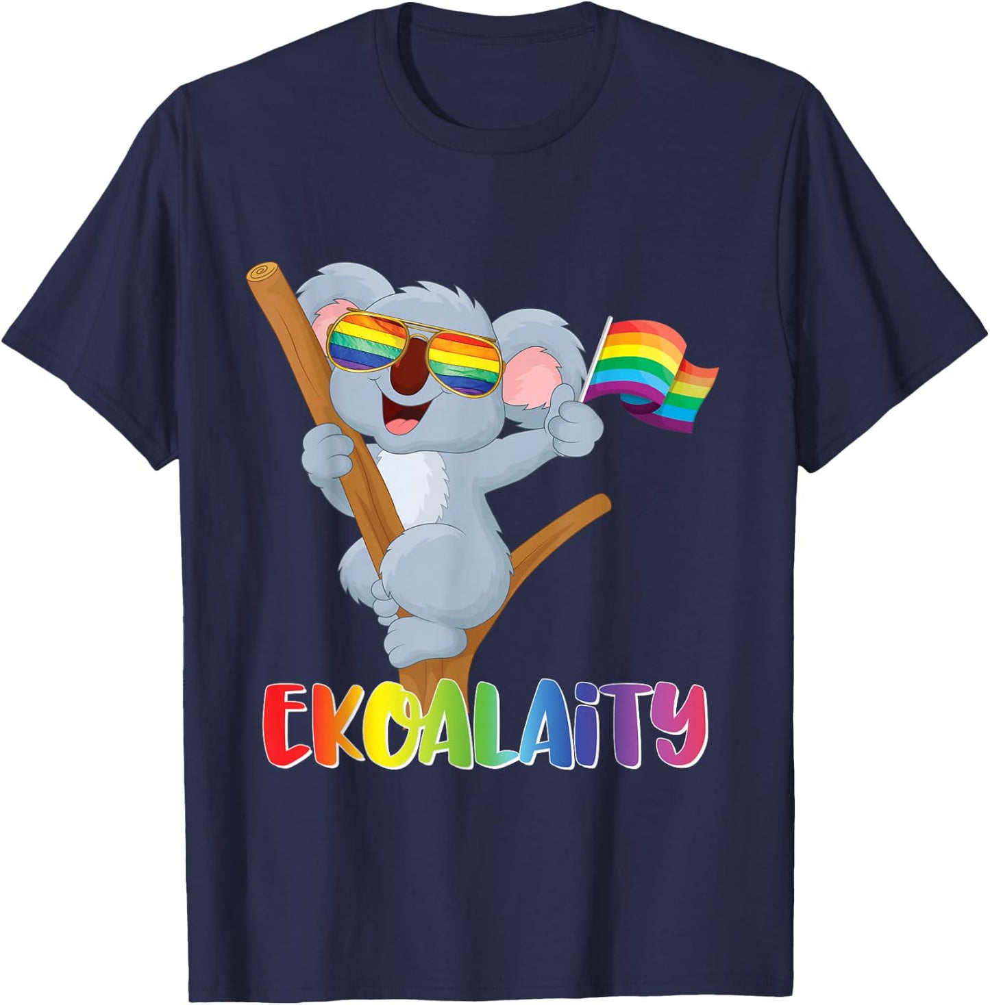 KOALA Gay Pride Shirt Men Women Kids LGBT Rainbow Flag Gift T-Shirt - T-Shirt | Navy