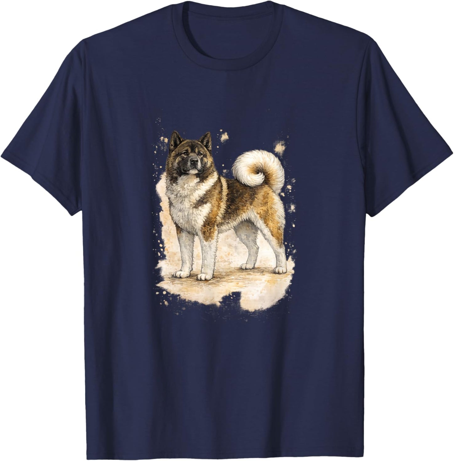 American Akita Watercolor Art – Majestic Akita T-Shirt - T-Shirt | Navy