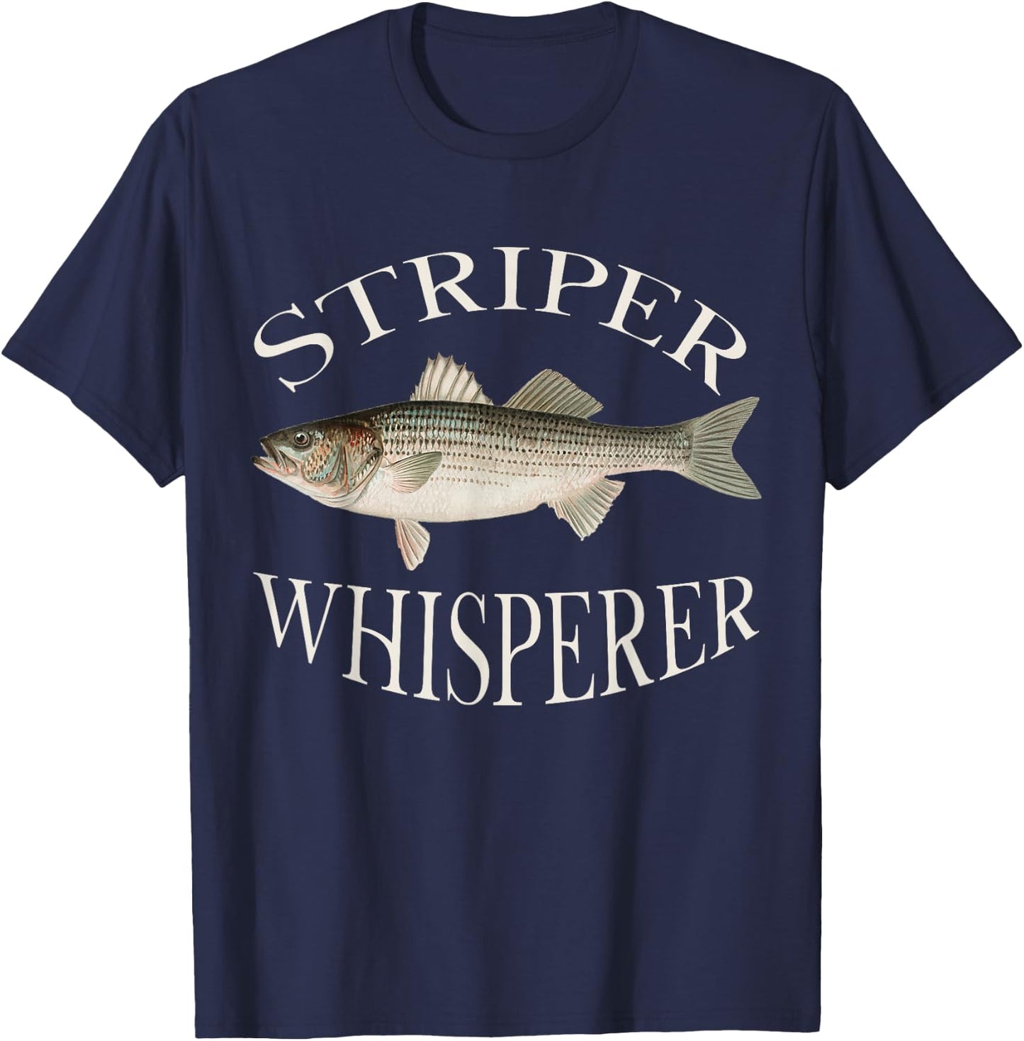 Striper Whisperer Striped Bass Fish Illustration Fishing T-Shirt - T-Shirt | Navy