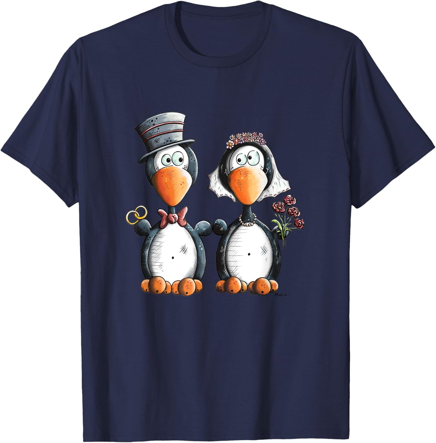 Awesome Penguin Wedding Gift Bride And Groom T-Shirt - T-Shirt | Navy