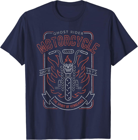 Marvel Ghost Rider Motorcycle Club Small T-Shirt - T-Shirt | Navy