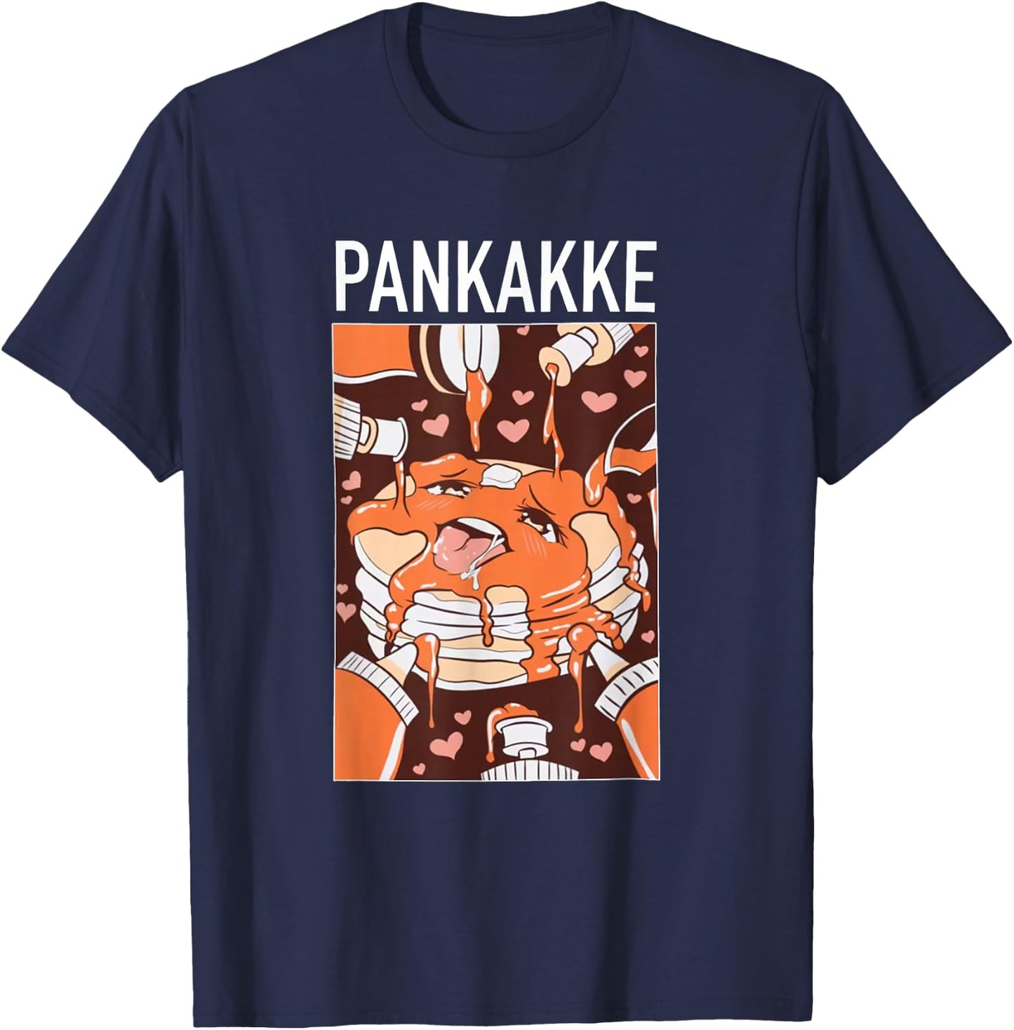 PANKAKKE Anime Funny Pancake Cute Anime, Foodie Lovers T-Shirt - T-Shirt | Navy