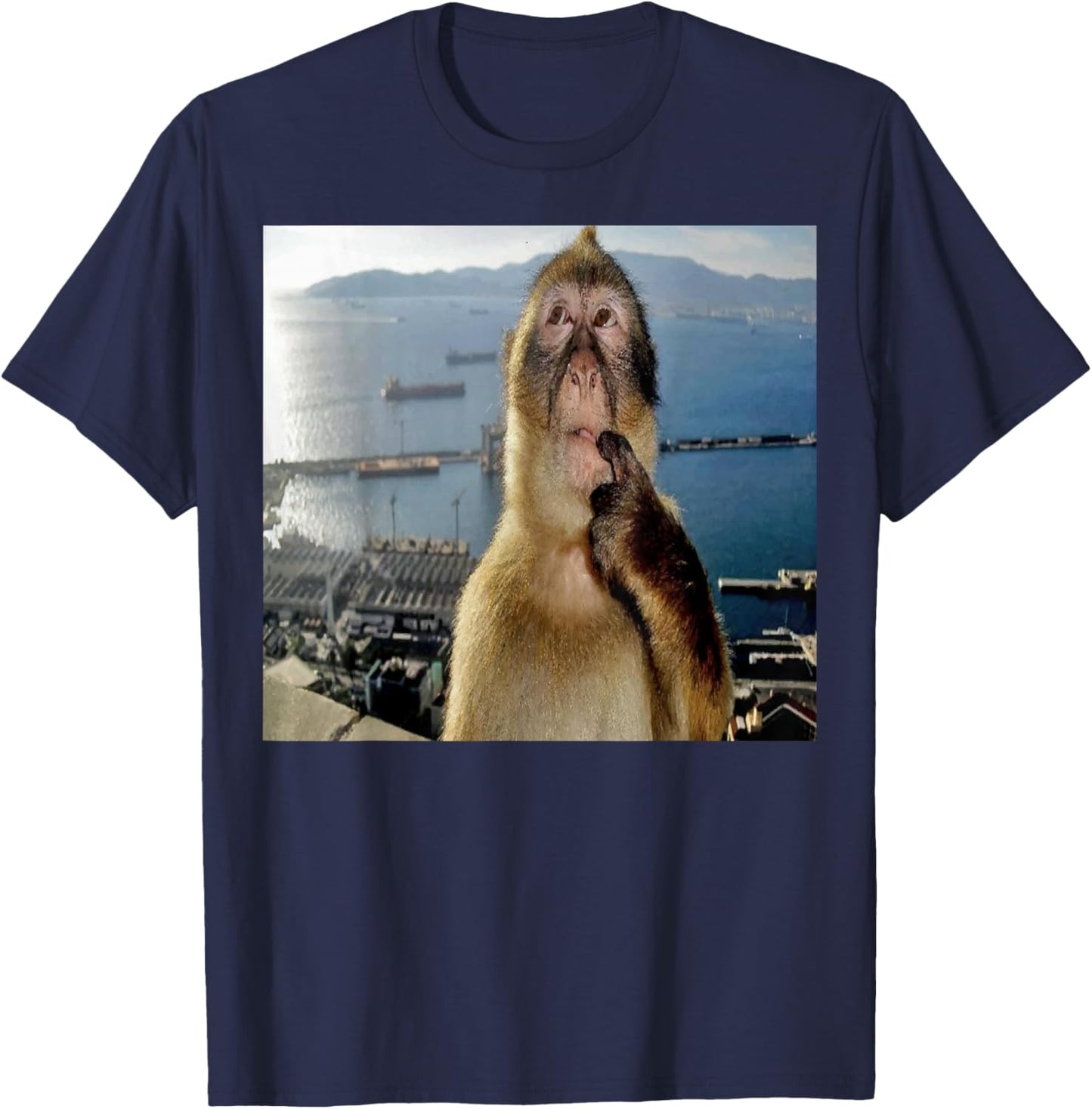 Thinking Monkey Meme T-Shirt - T-Shirt | Navy