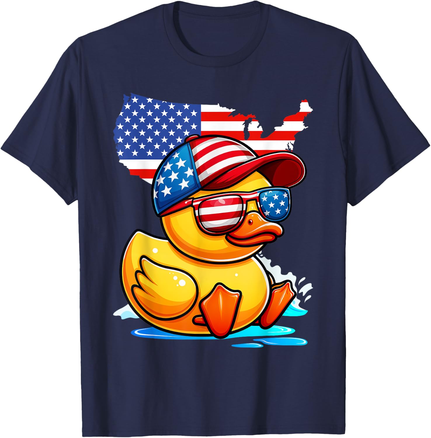 Rubber Duck USA Flag Funny Duckie Cool Vintage Duck T-Shirt - T-Shirt | Navy
