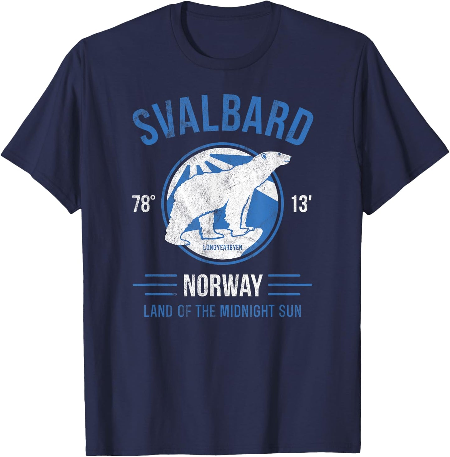 Svalbard Polar Bear T Shirt | Norway Northern Lights T-Shirt - T-Shirt | Navy