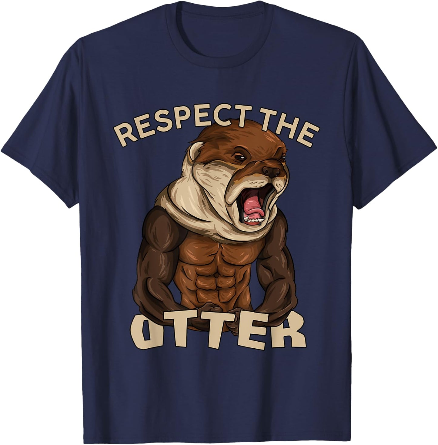 Respect The Otter - Muscular Fitness Bodybuilder Animal T-Shirt - T-Shirt | Navy