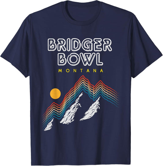 Bridger Bowl, Montana - USA Ski Resort 1980s Retro T-Shirt - T-Shirt | Navy