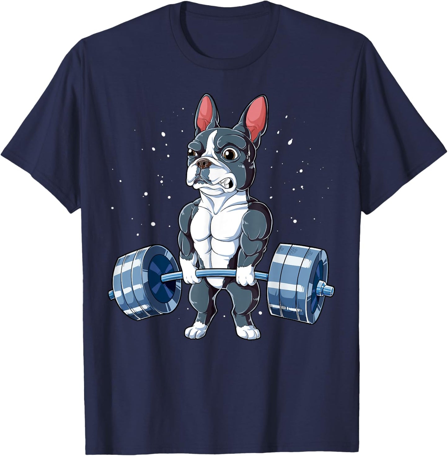 Boston Terrier Weightlifting Funny Deadlift Men Fitness Gym T-Shirt - T-Shirt | Navy
