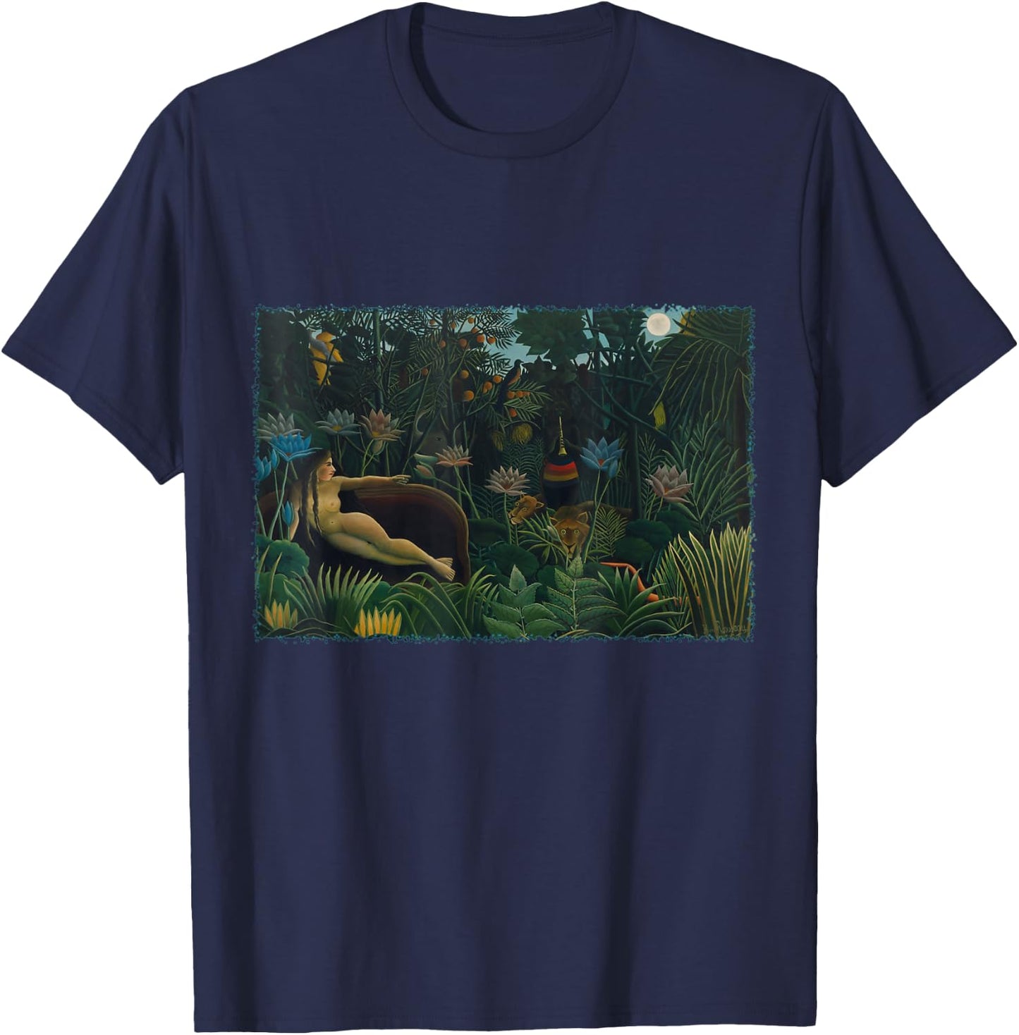 The Dream by Henri Rousseau, Vintage Jungle Art T-Shirt - T-Shirt | Navy