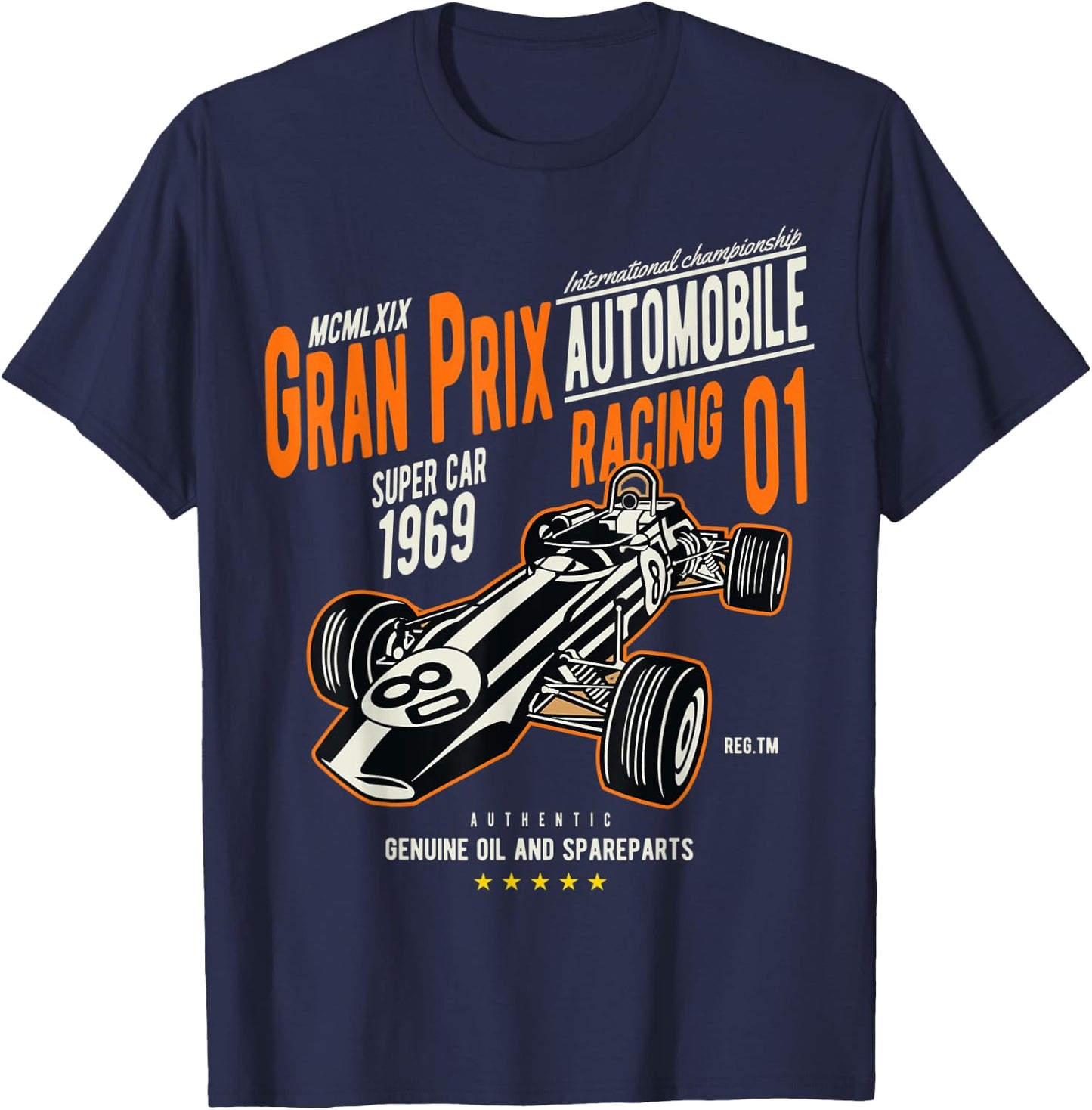 Vintage Car Racing Shirt Gran Prix 60s Auto Lovers Gift T-Shirt - T-Shirt | Navy