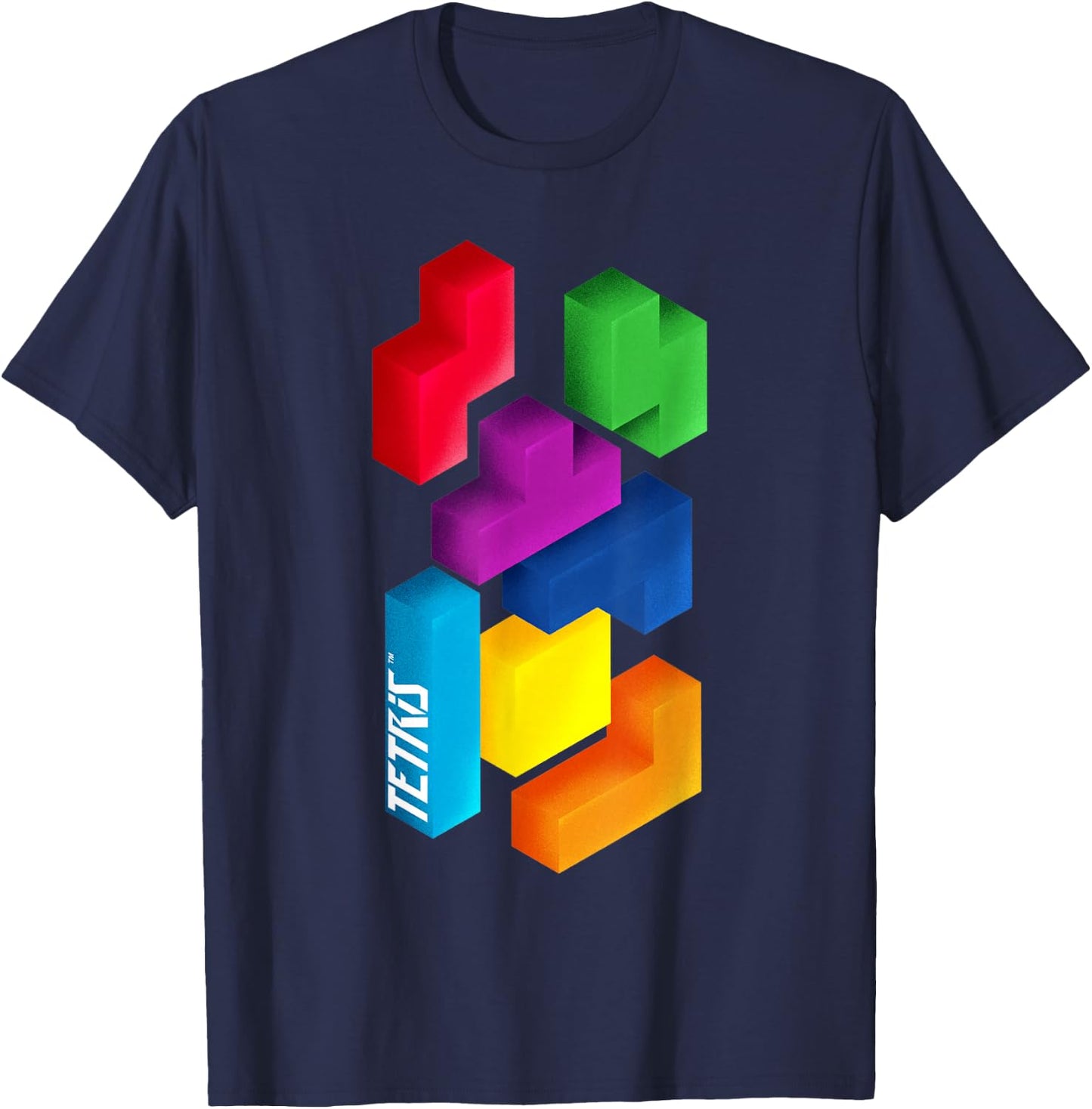 Tetris 3D Tetriminos T-Shirt - T-Shirt | Navy