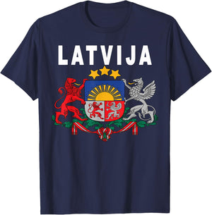 Latvian Language Letvija Emblem T-Shirt - T-Shirt | Navy