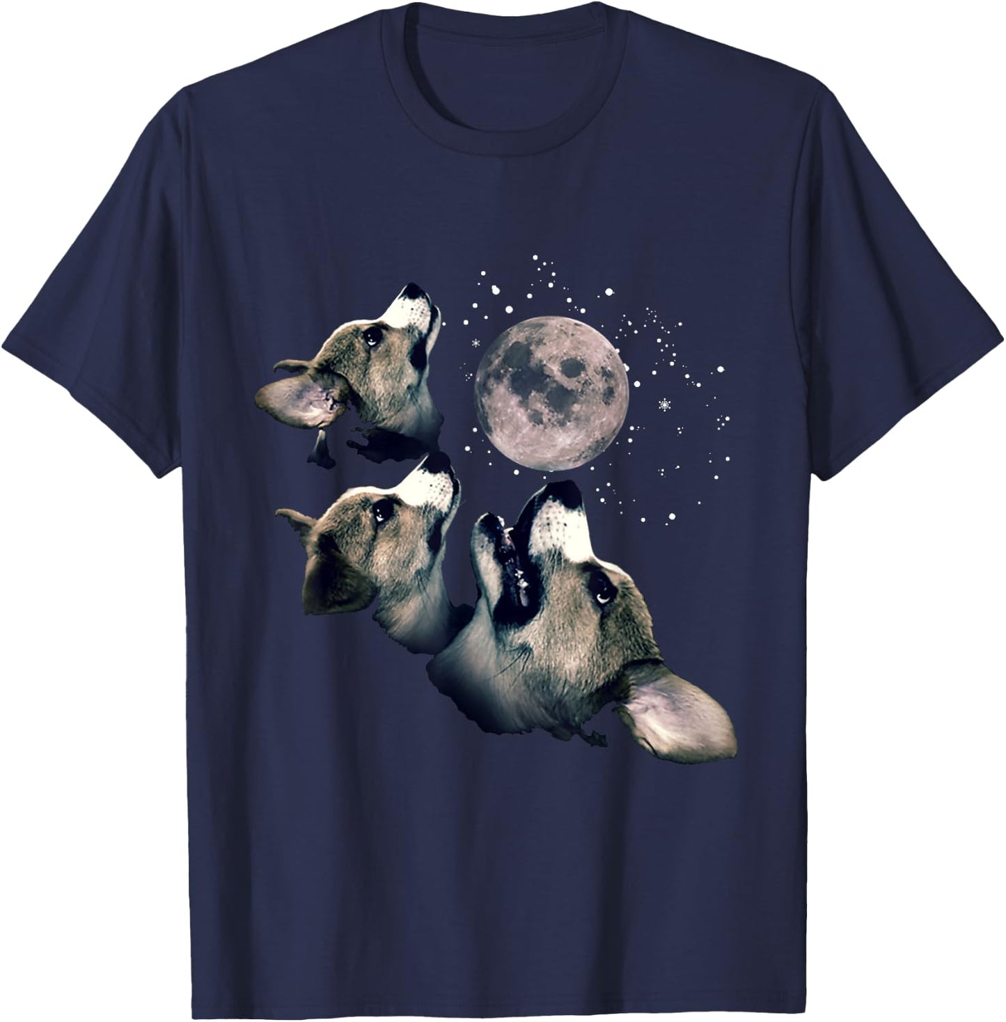 Funny Three Corgi Moon Wolf Parody Gift Lovers T-Shirt - T-Shirt | Navy
