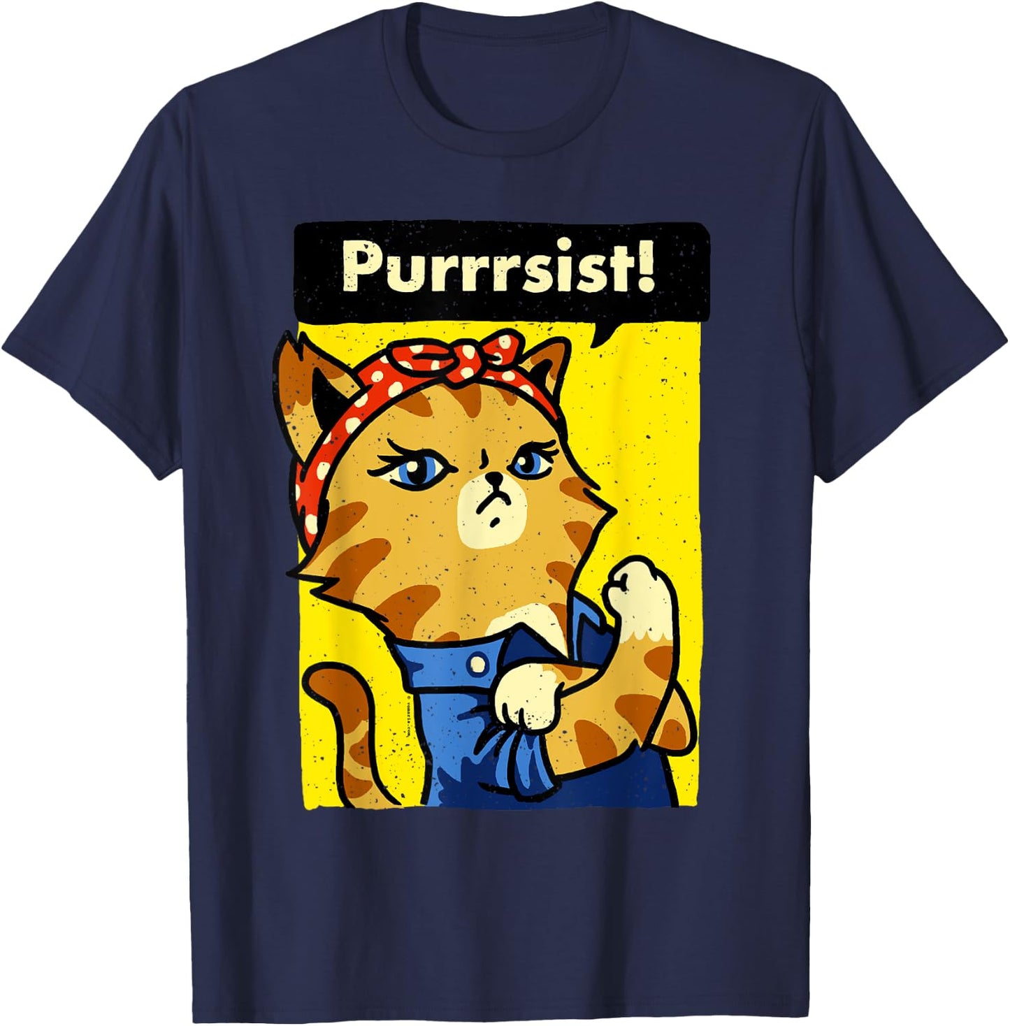 We Can Do It Poster Strong Women's March Cat Lover T-Shirt - T-Shirt | Navy