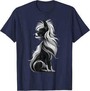Chinese Crested Dog Dark Painting T-Shirt - T-Shirt | Navy