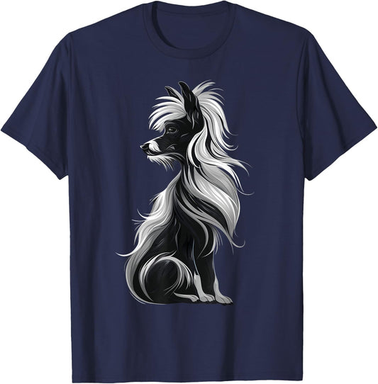 Chinese Crested Dog Dark Painting T-Shirt - T-Shirt | Navy