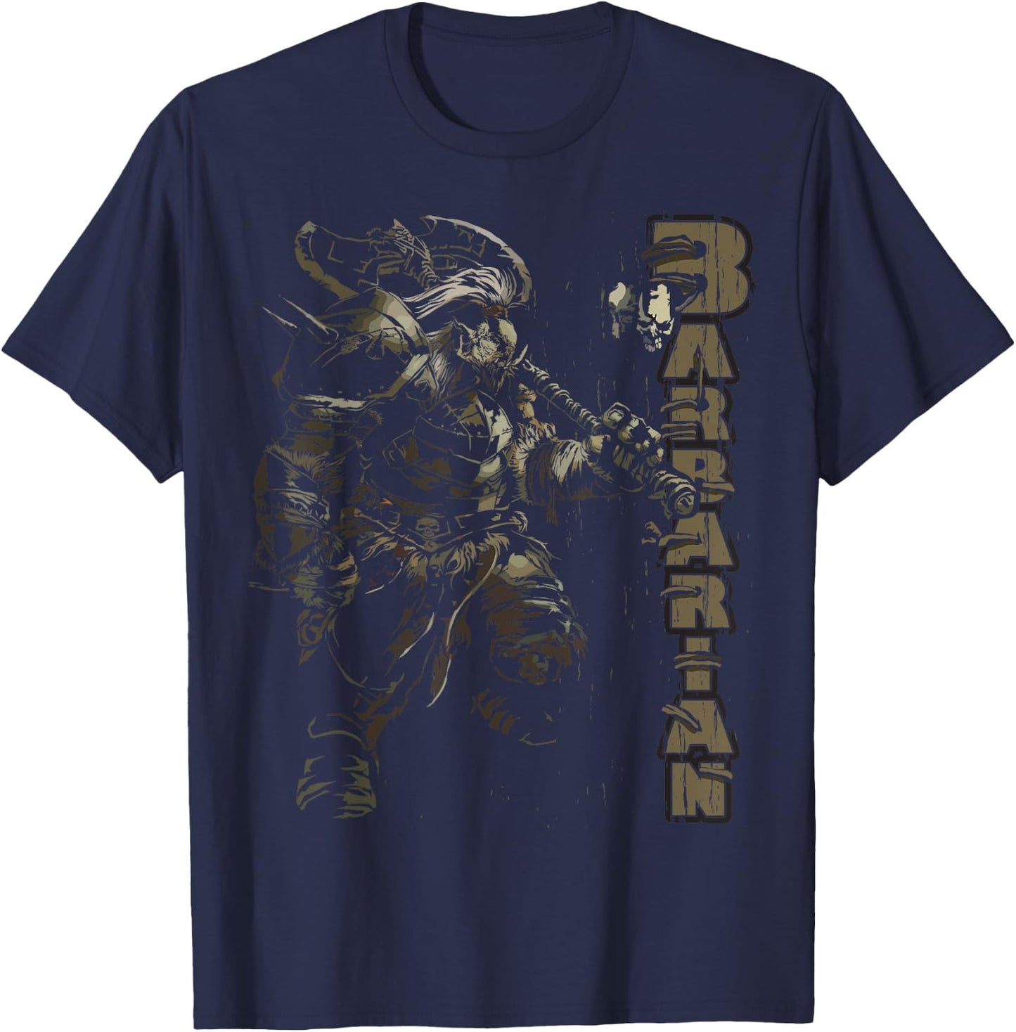 Half Orc Barbarian Fantasy Tabletop RPG Roleplaying Gamer T-Shirt - T-Shirt | Navy