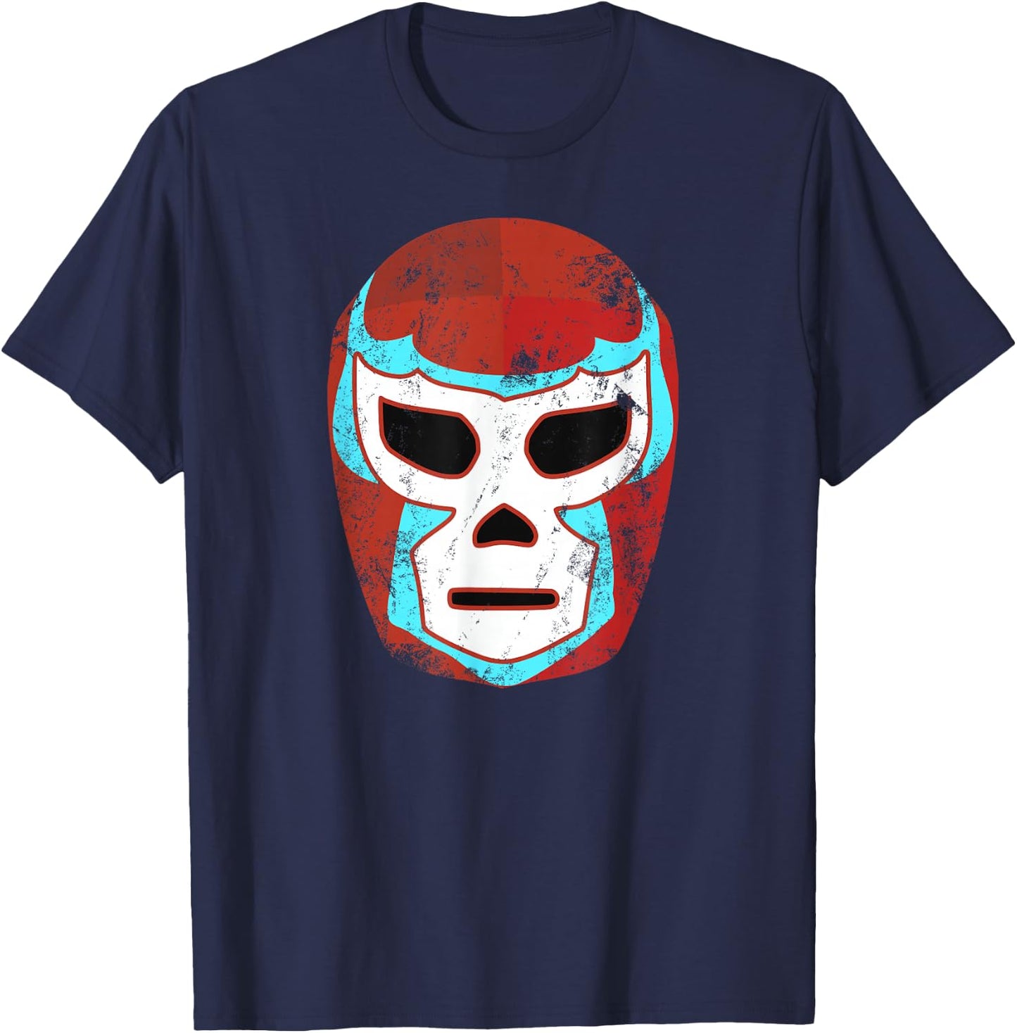 Wrestling Lucha Libre Luchador Mask Retro Throwback T-Shirt - T-Shirt | Navy