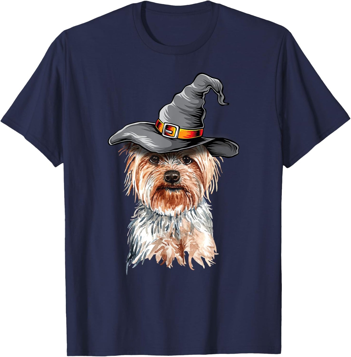 Yorkie Halloween Witch Hat Yorkie Dog Halloween Men Women Kids T-Shirt - T-Shirt | Navy