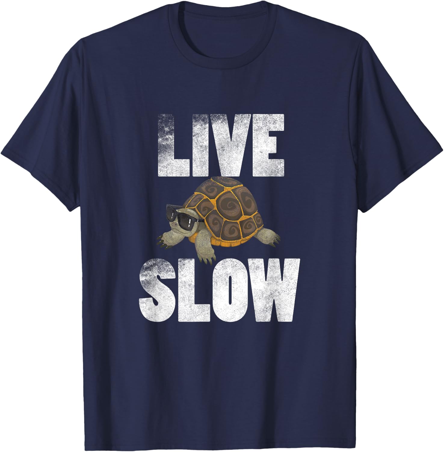 Live Slow Turtle T Shirt Gift Funny Animal Love Spirit T-Shirt - T-Shirt | Navy