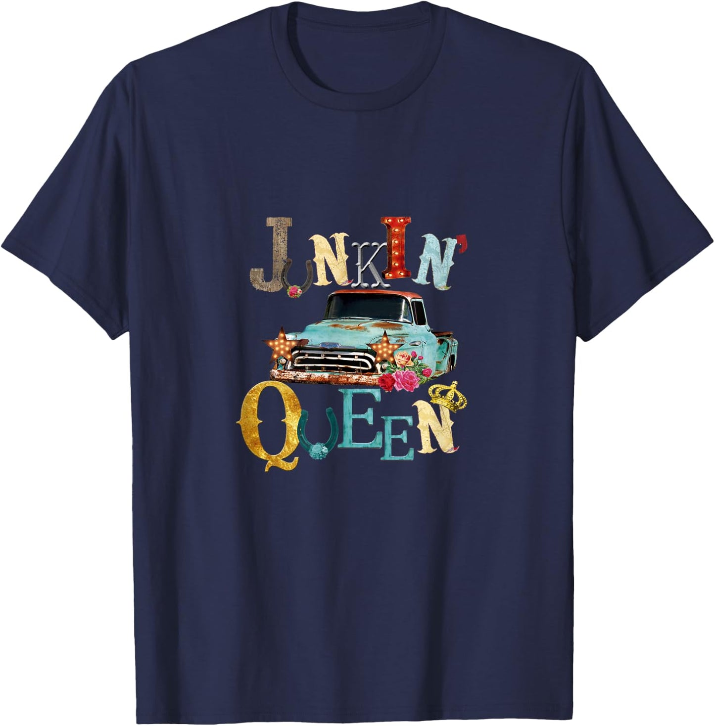 Junking Queen Thrift Queen Americana Truck Funky Junk T-Shirt - T-Shirt | Navy