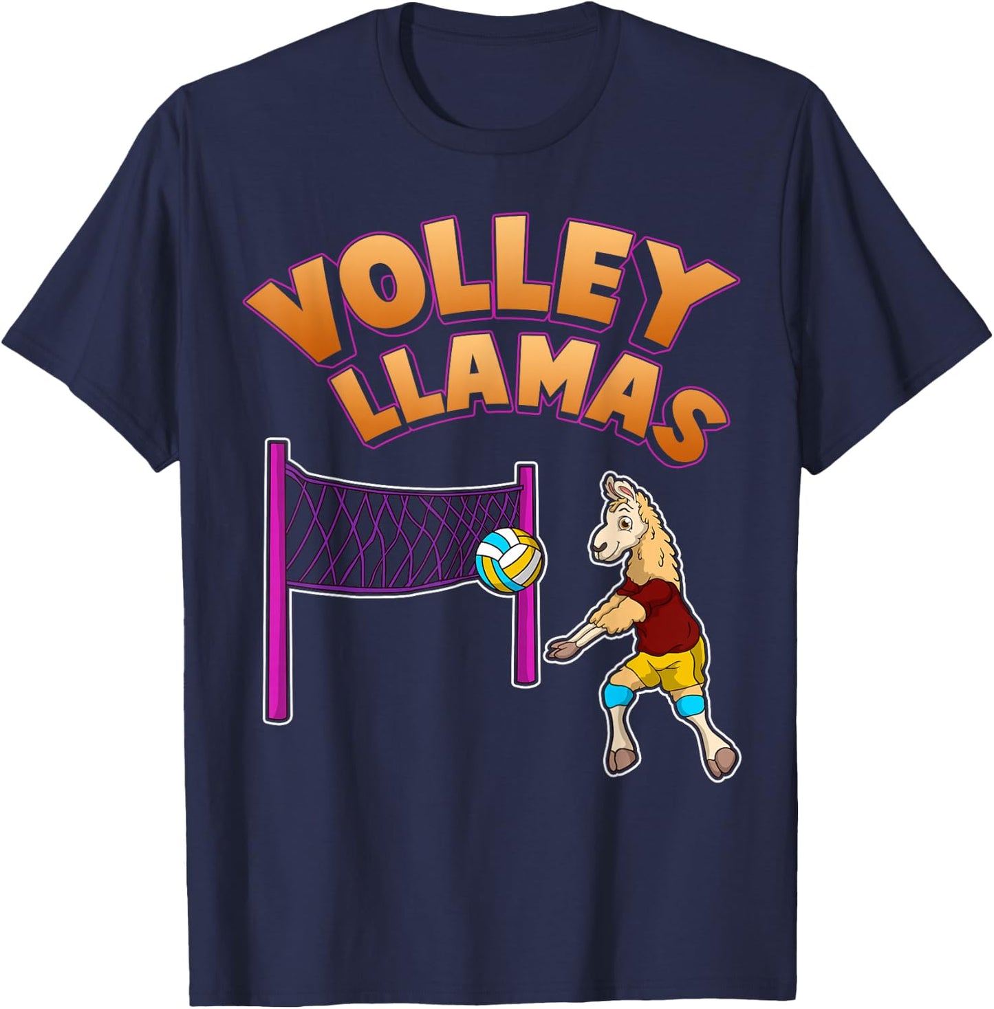 Volley Llama T Shirt Volleyball Sport Team Women Gift T-Shirt - T-Shirt | Navy