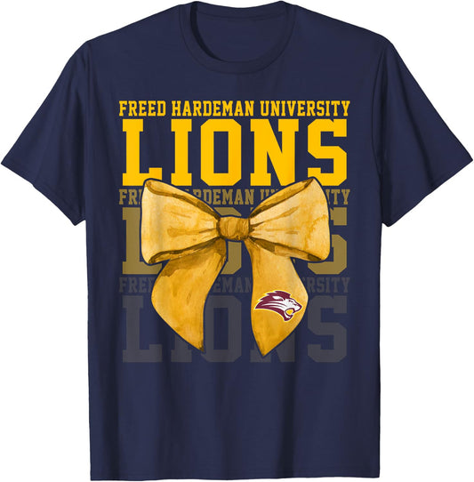 Freed-Hardeman University Lions Bow Vintage Athletics Girls T-Shirt - T-Shirt | Navy