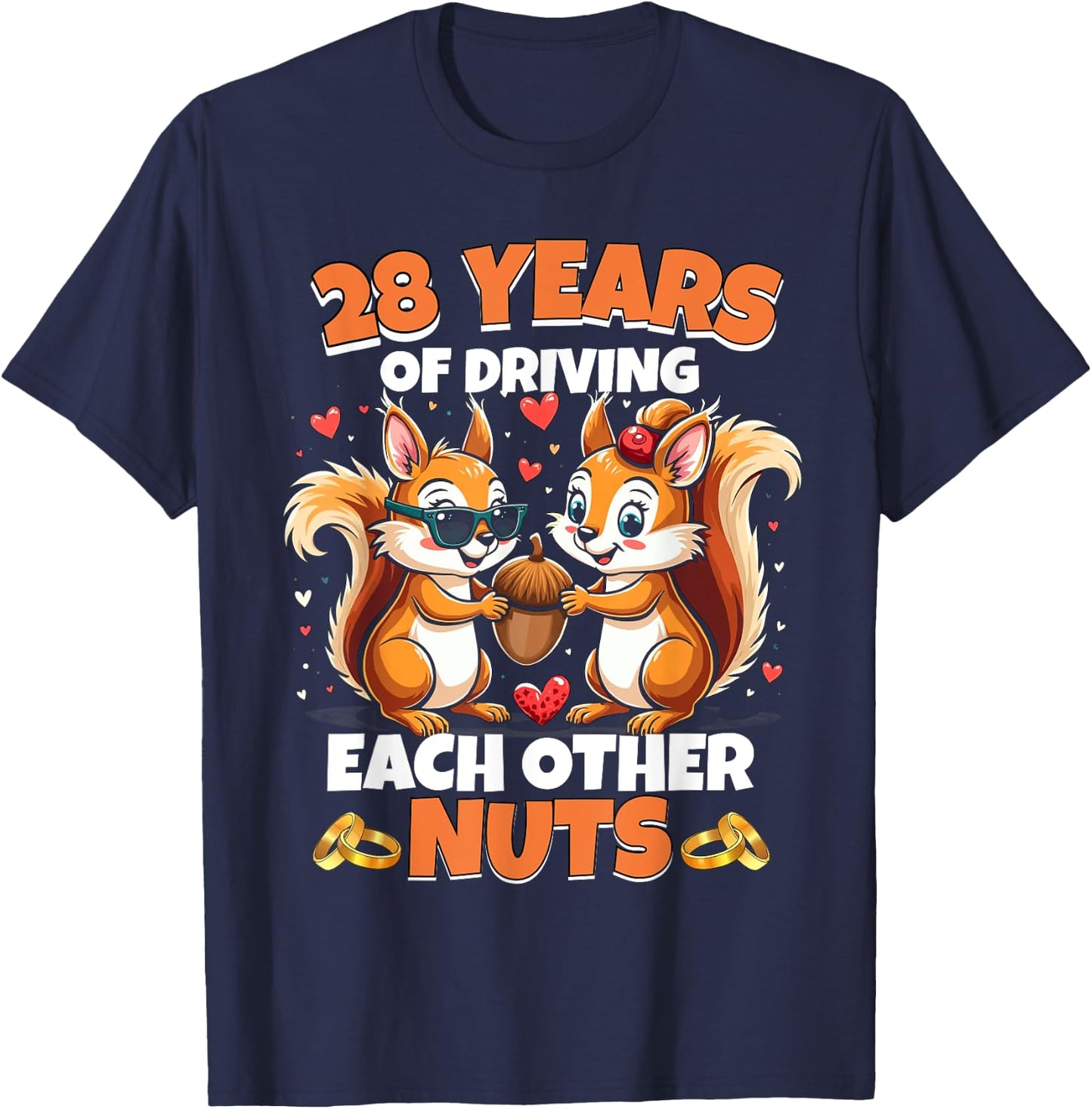 28th Wedding Anniversary 28 Years Of Driving Each Other Nuts T-Shirt - T-Shirt | Navy
