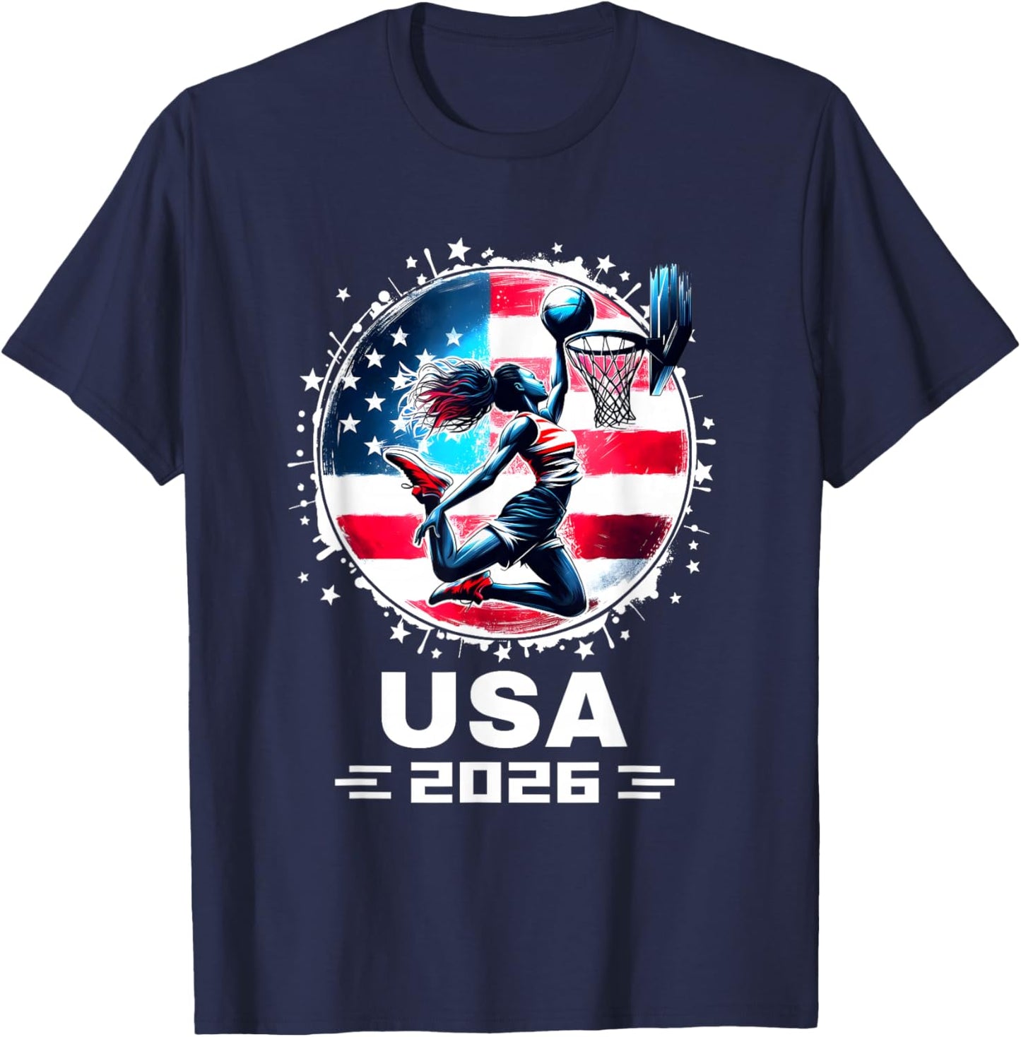 Women Basketball Shirt 2026 Basketball Player 2026 USA 2026 T-Shirt - T-Shirt | Navy