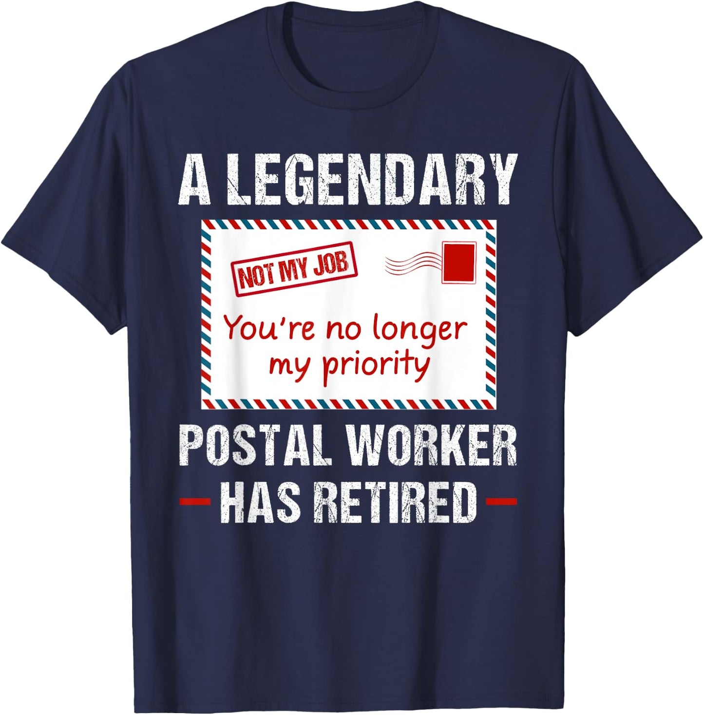 Postal Worker Retired 2023 Postman Retirement Mail Carrier T-Shirt - T-Shirt | Navy