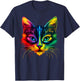Colorful Cat Face Cute Pet Animal Lover Men Women Black T-Shirt - T-Shirt | Navy