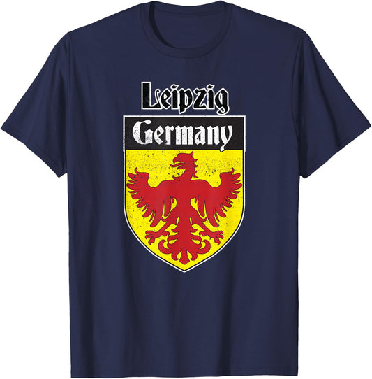 Vintage, Leipzig, Germany tourist, souvenir, German Gift T-Shirt - T-Shirt | Navy