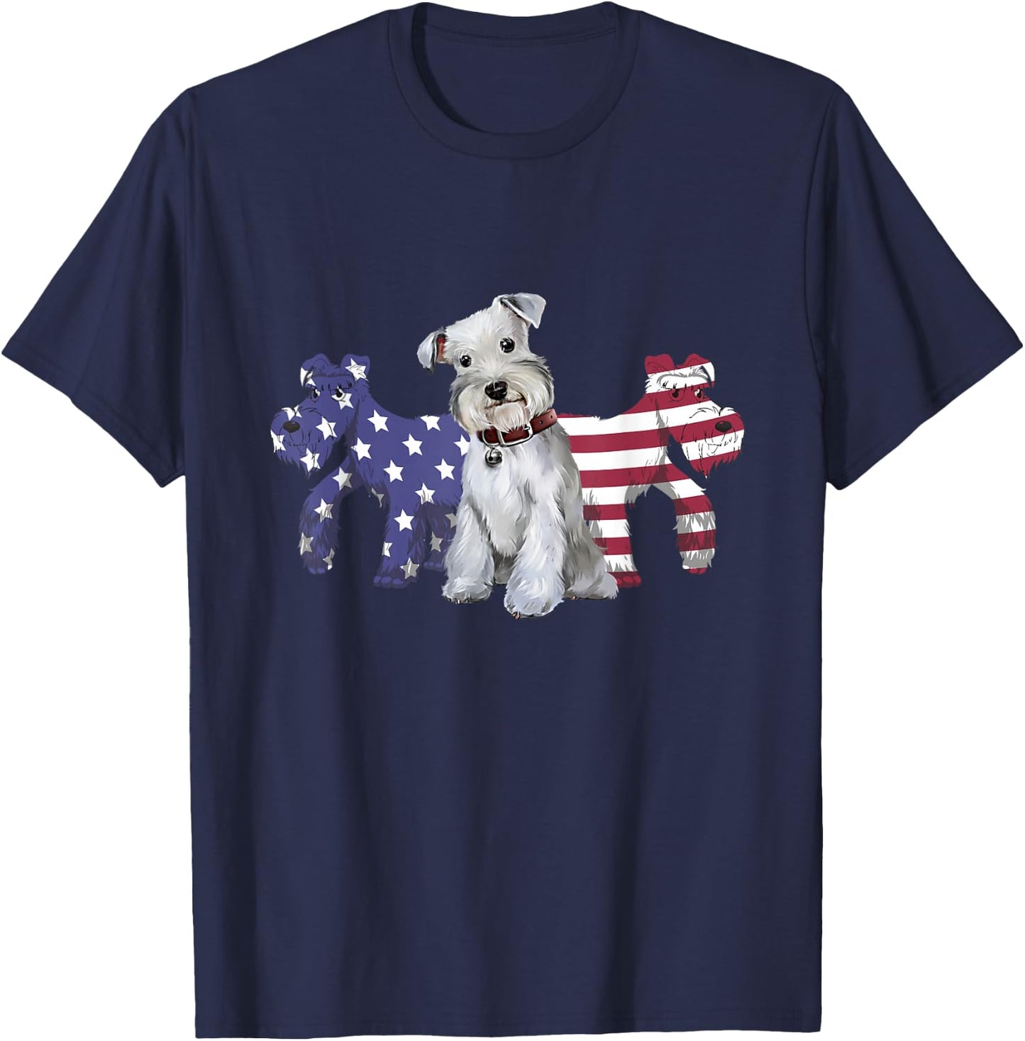 Unique Schnauzer Dog American Flag Puppy Lover T-Shirt - T-Shirt | Navy